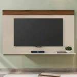 Mueble para TV Flotante Bertolini Malla | Hasta 85 Pulgadas 1 estante color Off White y Havana