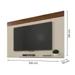 Medidas de un Panel Mueble para TV Flotante Bertolini Malla Hasta 85 Pulgadas 1 estante color Off White y Havana