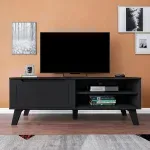 Mueble para TV Bertolini Lotus Hasta 60 Pulgadas con 1 Puerta y 2 Estantes color Negro
