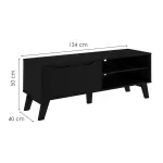 Medidas de Mueble Mesa para TV Bertolini Lotus Hasta 60 Pulgadas con 1 Puerta y 2 Estantes color Negro