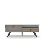 Mueble Mesa para TV Bertolini RT 3069 Hasta 42 Pulgadas 2 Cajones color Blanco y Rústico