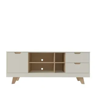 Mueble Mesa para TV Bertolini Michigan Hasta 60" color Off White Roble