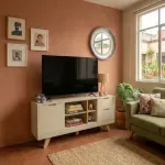 Mesa para TV Hasta 60 Pulgadas Bertolini Michigan 2 cajones 1 Puerta color Off White Roble