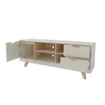 Mueble Mesa para TV Hasta 60 Pulgadas Bertolini Michigan 2 cajones color Off White Roble