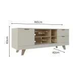 Medidas de un Mueble Mesa para TV Hasta 60 Pulgadas Bertolini Michigan 2 cajones 1 Puerta color Off White Roble