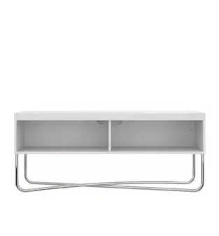 MESA DE TV BERTOLINI 1272 BLANCO CROMADO PARA 40 PULGADAS