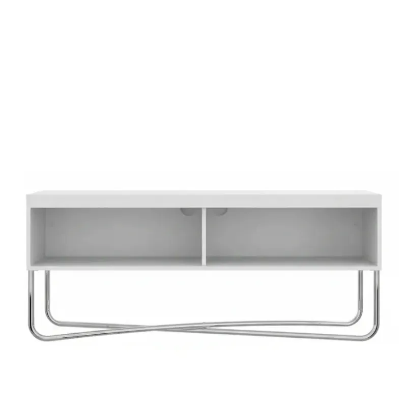 Mueble Mesa para TV Hasta 40 Pulgadas Bertolini 1272 con 2 Nichos Blanco Cromado