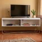 Mueble para TV Hasta 40 Pulgadas Bertolini 1272 con 2 Nichos Blanco Cromado
