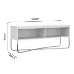 Medidas del Mueble Mesa para TV Hasta 40 Pulgadas Bertolini 1272 con 2 Nichos Blanco Cromado
