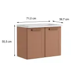Medidas de Mueble Gabinete Flotante para Baño Bertolini 8010 Terracota con 2 puertas y Lavabo