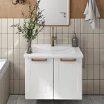 Mueble Flotante para Baño Bertolini 8010 Blanco con 2 puertas y Lavabo