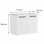 Medidas de un Mueble Gabinete Flotante para Baño Bertolini 8010 Blanco con 2 puertas y Lavabo
