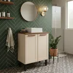 Gabinete para Baño Bertolini 8004 de piso con 2 puertas Arena con Lavabo