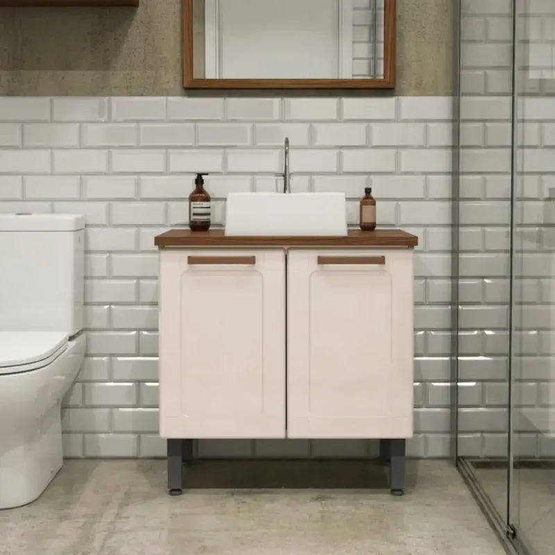Mueble para Baño Bertolini 8004 de piso con 2 puertas Arena con Lavabo