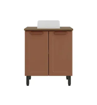 Mueble Gabinete para Baño Bertolini 8004 de piso con 2 puertas Terracota con Lavabo