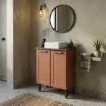 Gabinete para Baño Bertolini 8004 de piso con 2 puertas Terracota con Lavabo