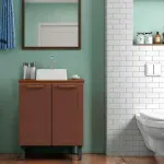 Mueble para Baño Bertolini 8004 de piso con 2 puertas Terracota con Lavabo