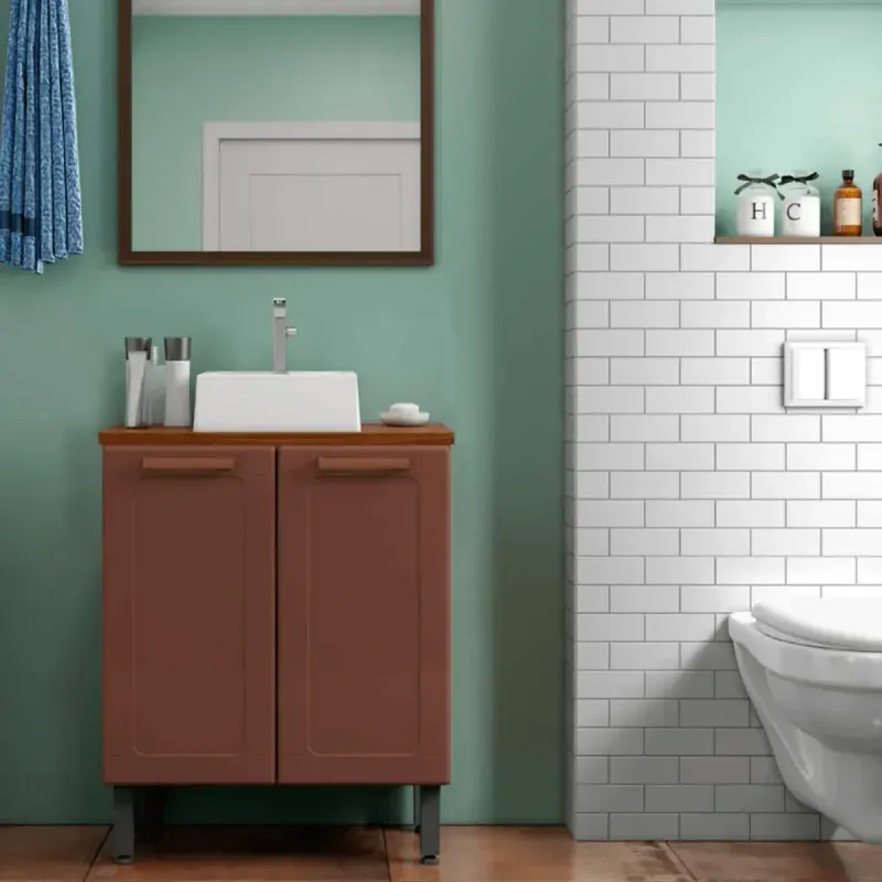 Mueble para Baño Bertolini 8004 de piso con 2 puertas Terracota con Lavabo