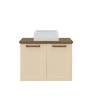 Gabinete para Baño Bertolini 8006 Flotante color Arena con 2 puertas y Lavabo