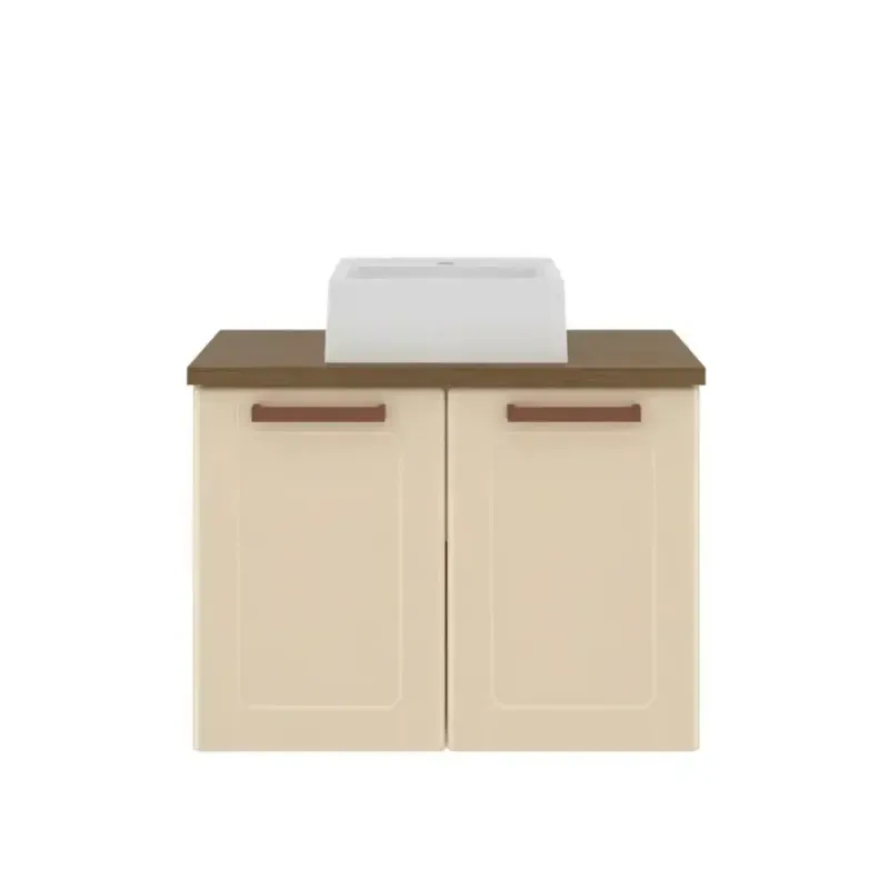 Mueble Gabinete para Baño Bertolini 8006 Flotante color Arena con 2 puertas y Lavabo