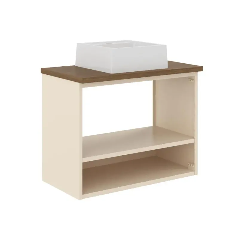 Detalle de un Mueble Gabinete para Baño Bertolini 8006 Flotante color Arena con 2 puertas y Lavabo
