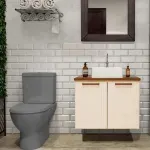 Mueble para Baño Bertolini 8006 Flotante color Arena con 2 puertas y Lavabo