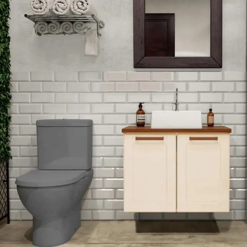 Mueble para Baño Bertolini 8006 Flotante color Arena con 2 puertas y Lavabo