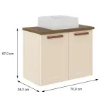 Medidas de un Mueble Gabinete para Baño Bertolini 8006 Flotante color Arena con 2 puertas y Lavabo