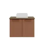Mueble Gabinete para Baño Bertolini 8006 Flotante color Terracota con 2 puertas y Lavabo