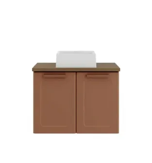 Gabinete para Baño Bertolini 8006 Flotante Terracota con 2 puertas y Lavabo