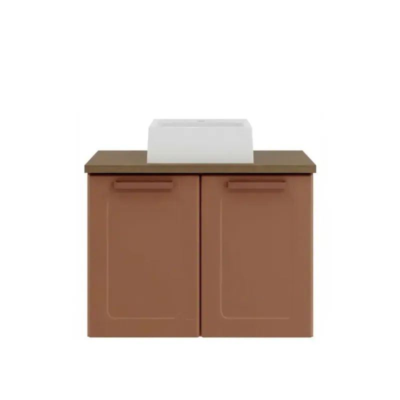 Mueble Gabinete para Baño Bertolini 8006 Flotante color Terracota con 2 puertas y Lavabo