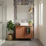 Gabinete para Baño Bertolini 8006 Flotante color Terracota con 2 puertas y Lavabo