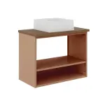 Detalle de un Mueble Gabinete para Baño Bertolini 8006 Flotante color Terracota con 2 puertas y Lavabo