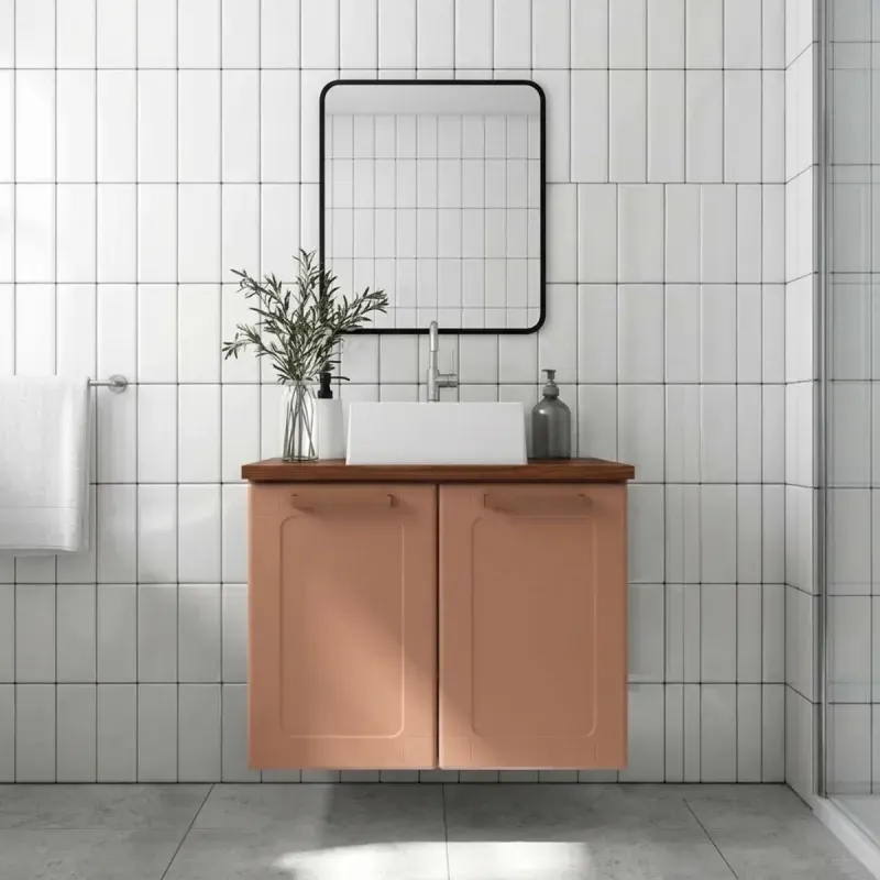 Mueble para Baño Bertolini 8006 Flotante color Terracota con 2 puertas y Lavabo