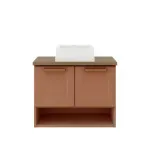 Mueble Gabinete para Baño Bertolini 8005 Flotante Terracota con 2 puertas, 1 Estante y Lavabo