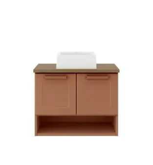 Gabinete para Baño Bertolini 8005 Flotante Terracota con 2 puertas, 1 Estante y Lavabo