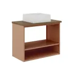 Detalle de Mueble Gabinete para Baño Bertolini 8005 Flotante Terracota con 2 puertas, 1 Estante y Lavabo