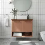 Mueble para Baño Bertolini 8005 Flotante Terracota con 2 puertas, 1 Estante y Lavabo